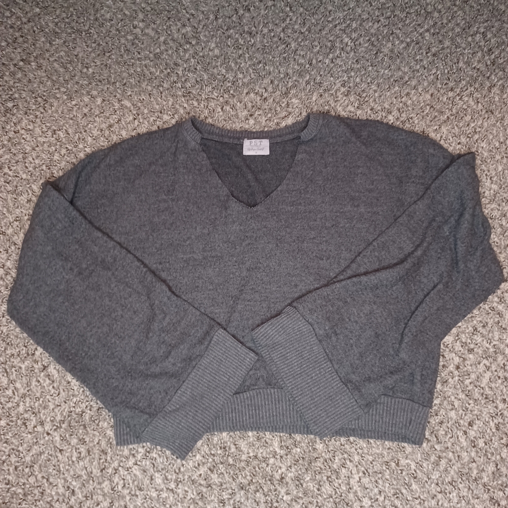 Charcoal V-Neck Top